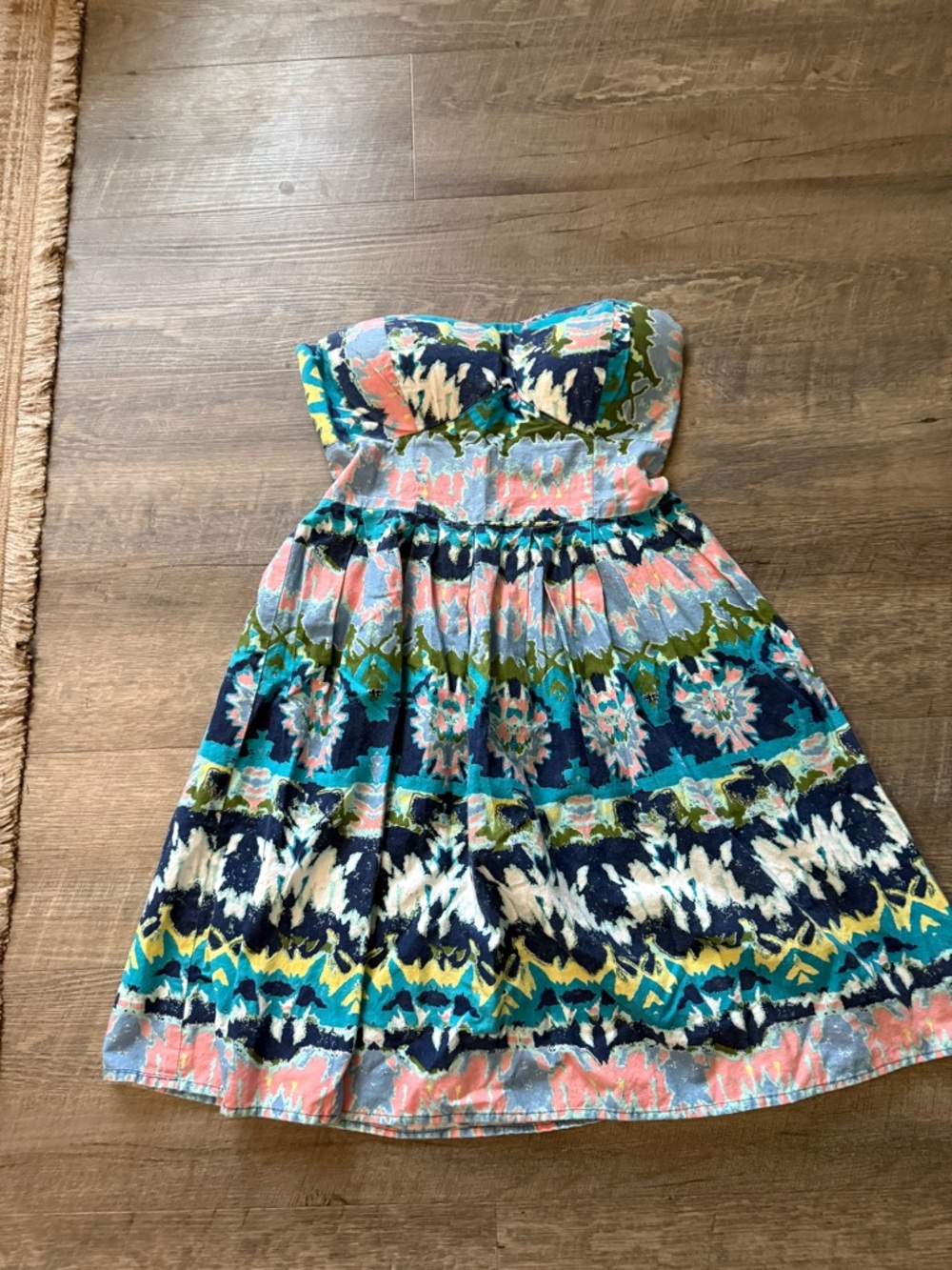 Red Camel Strapless Multicolor Printed Dress - Pink, Navy, Teal, Olive